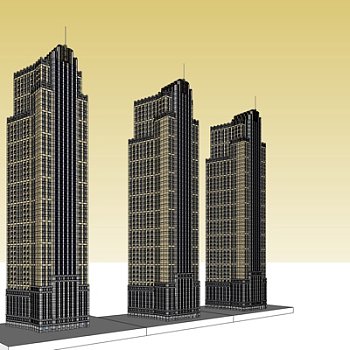 新古典高层公寓楼su模型