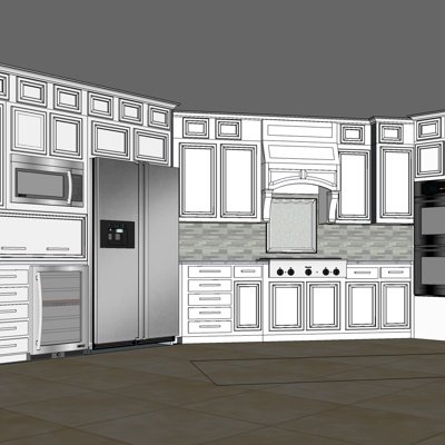 欧式厨房su模型