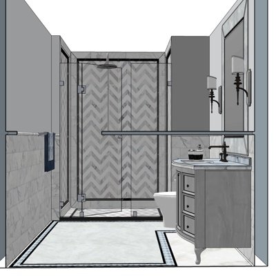 欧式卫生间浴室su模型