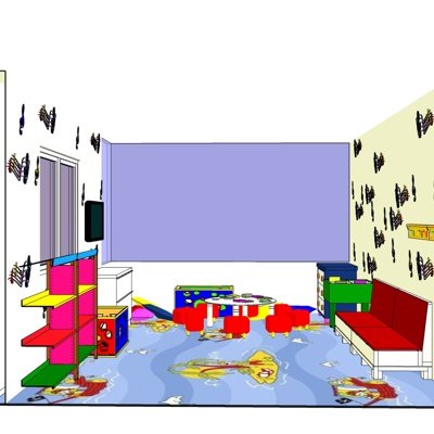 现代儿童房su模型