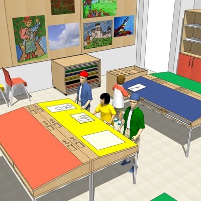 现代幼儿园教室su模型