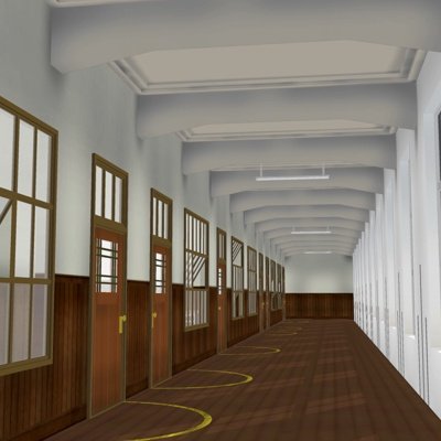 现代医院走廊su模型