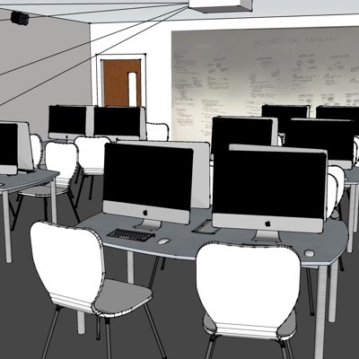 现代电脑课教室su模型