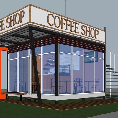 现代咖啡店su模型