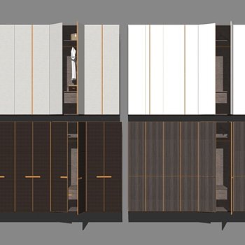 新中式衣柜su模型