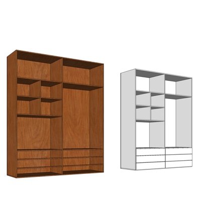 现代实木衣柜su模型