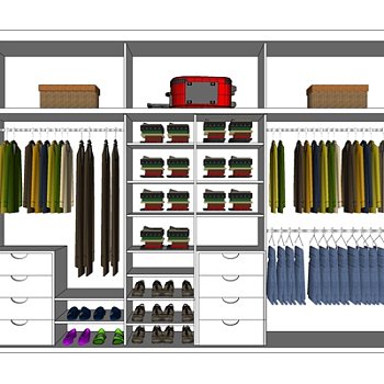现代实木衣柜su模型