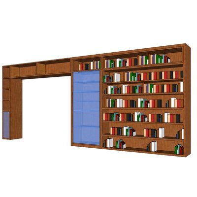 现代实木书柜su模型