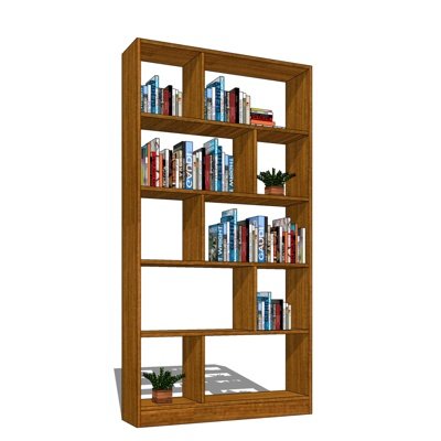 现代实木书柜su模型