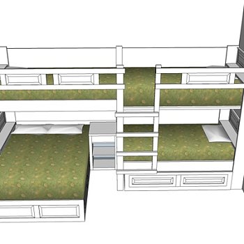 简欧儿童床su模型