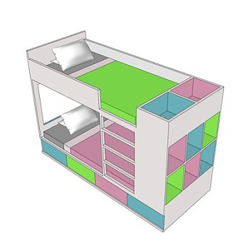 现代儿童床su模型