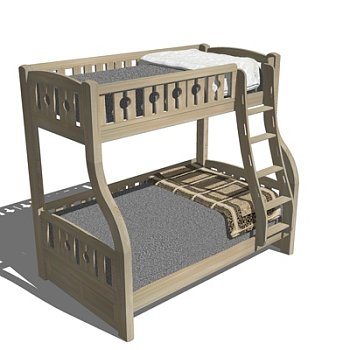 新中式儿童床su模型