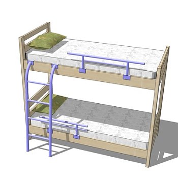 现代儿童床su模型