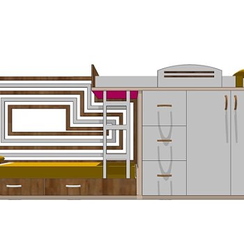 现代儿童床su模型