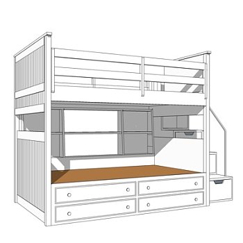 美式儿童床su模型