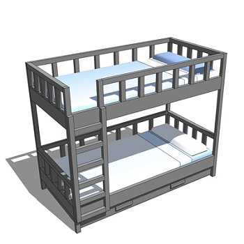 现代儿童床su模型