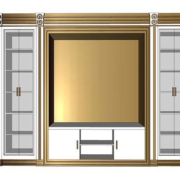 简欧实木电视柜su模型
