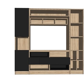 北欧实木电视柜su模型