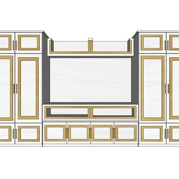 现代实木电视柜su模型