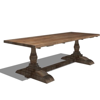 现代实木桌子su模型