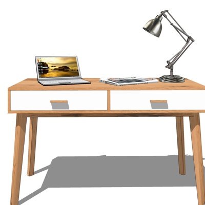 北欧实木电脑桌su模型