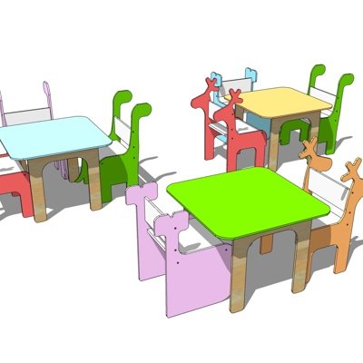 北欧儿童书桌su模型