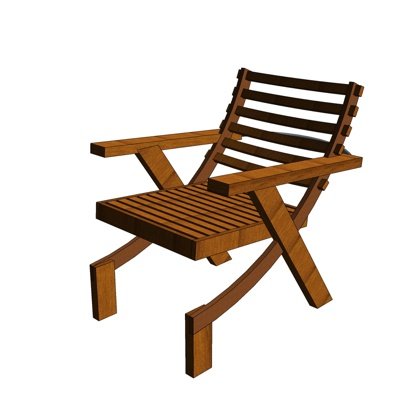 中式实木休闲椅su模型