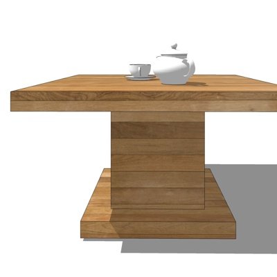 现代实木茶桌椅su模型