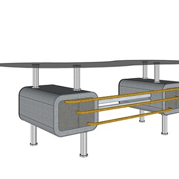 现代玻璃茶几su模型