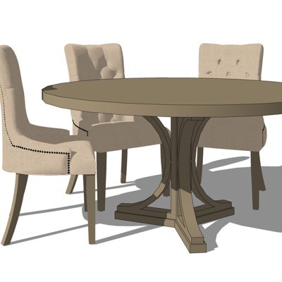 欧式圆形餐桌椅su模型