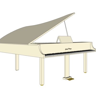 欧式三角钢琴su模型