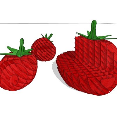现代草莓摆件su模型