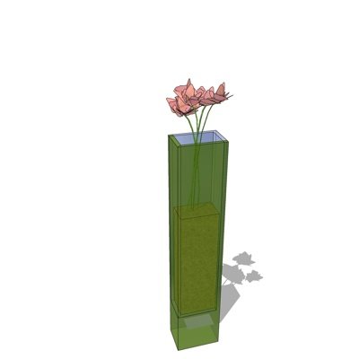 现代玻璃花瓶花卉su模型