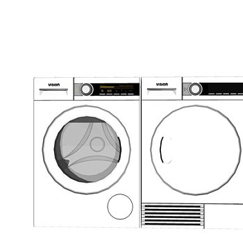 现代洗衣机组合su模型