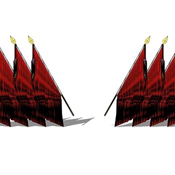 现代国旗旗帜su模型