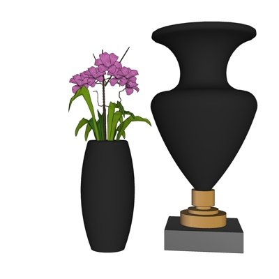 现代陶瓷花瓶插花su模型
