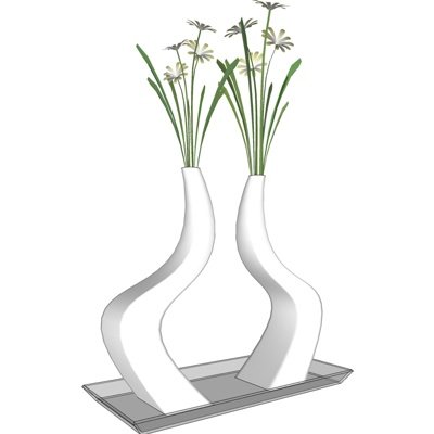 现代抽象花瓶花卉su模型