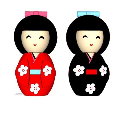 日式和服娃娃摆件su模型