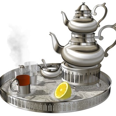 现代茶具组合su模型