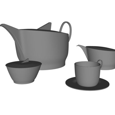 现代茶具su模型