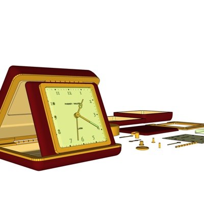 欧式实木方形钟表su模型
