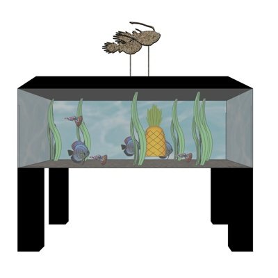 现代玻璃鱼缸su模型