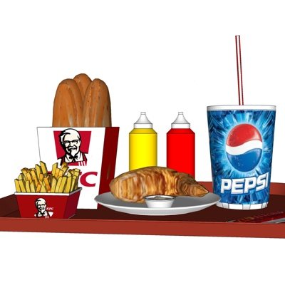 现代KFC薯条可乐面包su模型