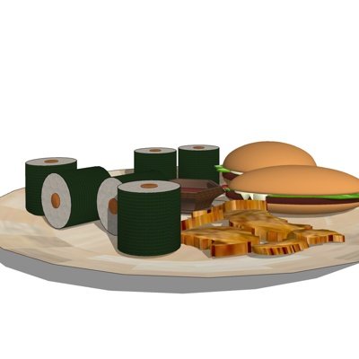 现代寿司汉堡包su模型