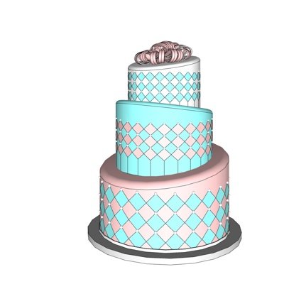 现代多层生日蛋糕su模型