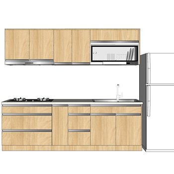 北欧原木橱柜su模型