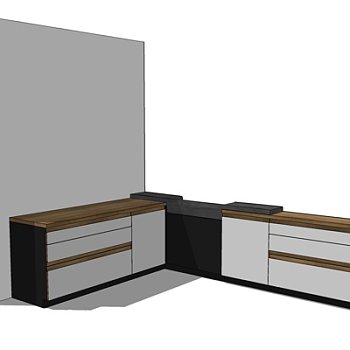 现代实木转角边柜su模型