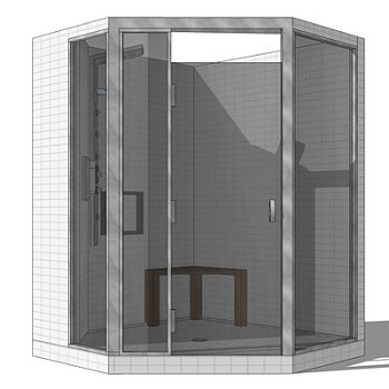 现代玻璃淋浴房su模型