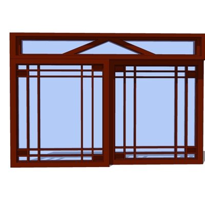 中式实木窗户su模型