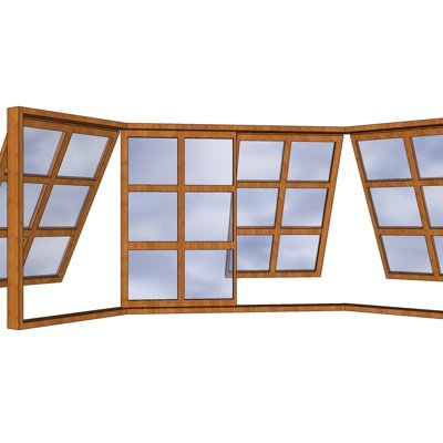 现代实木推拉窗su模型